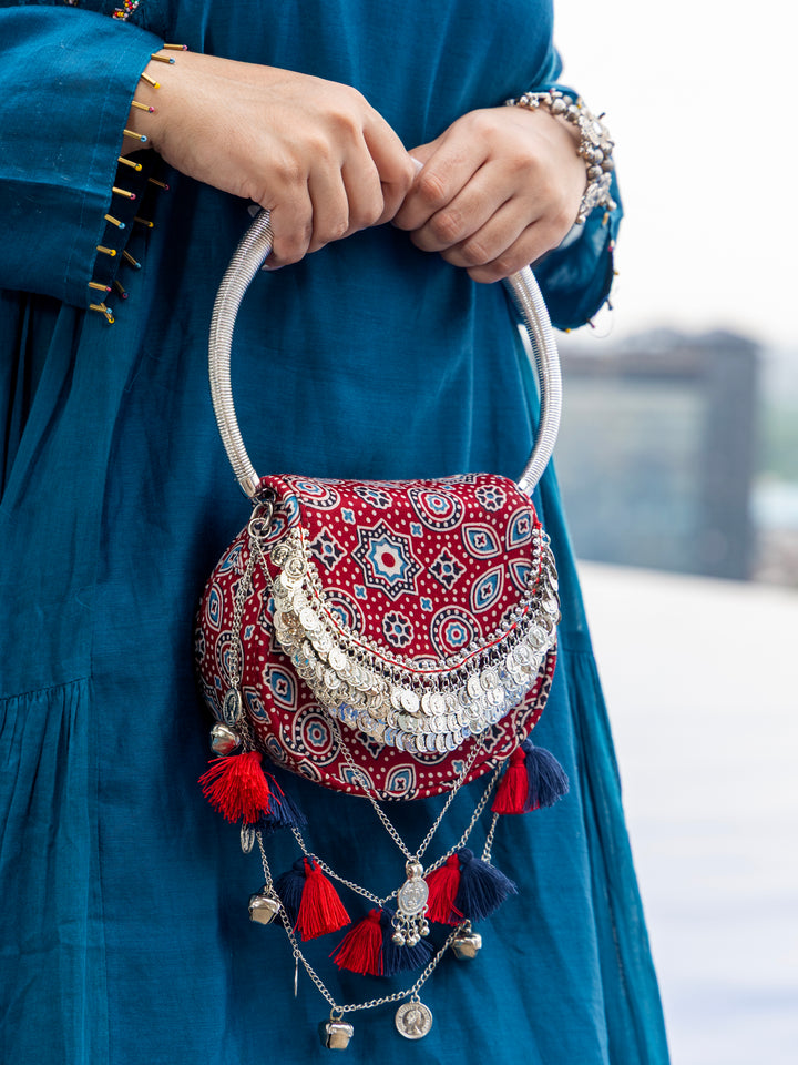 Maroon Jhoomar Ajrakh Handbag - Suave Bags  