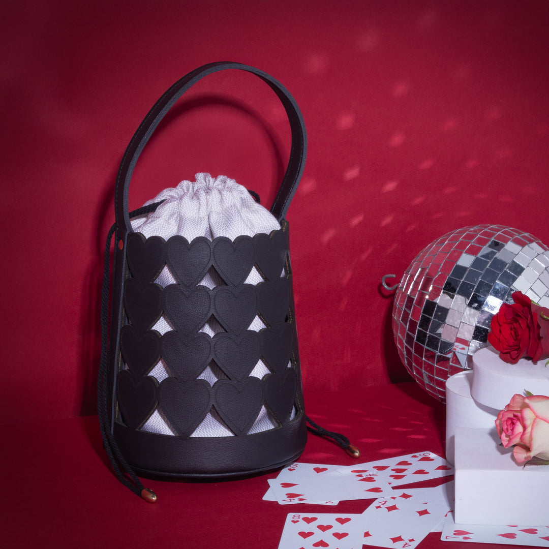 Black Love Lattice Bucket Bag - Suave Bags  
