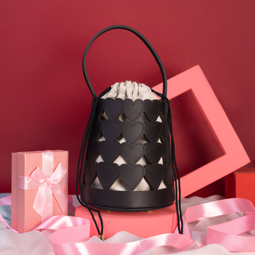 Black Love Lattice Bucket Bag - Suave Bags  #