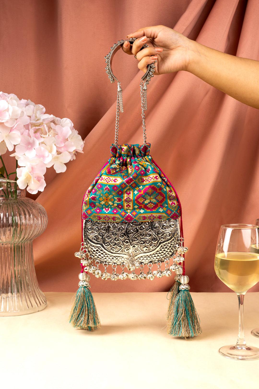 Teal Patola Bliss Bag - Suave Bags  #