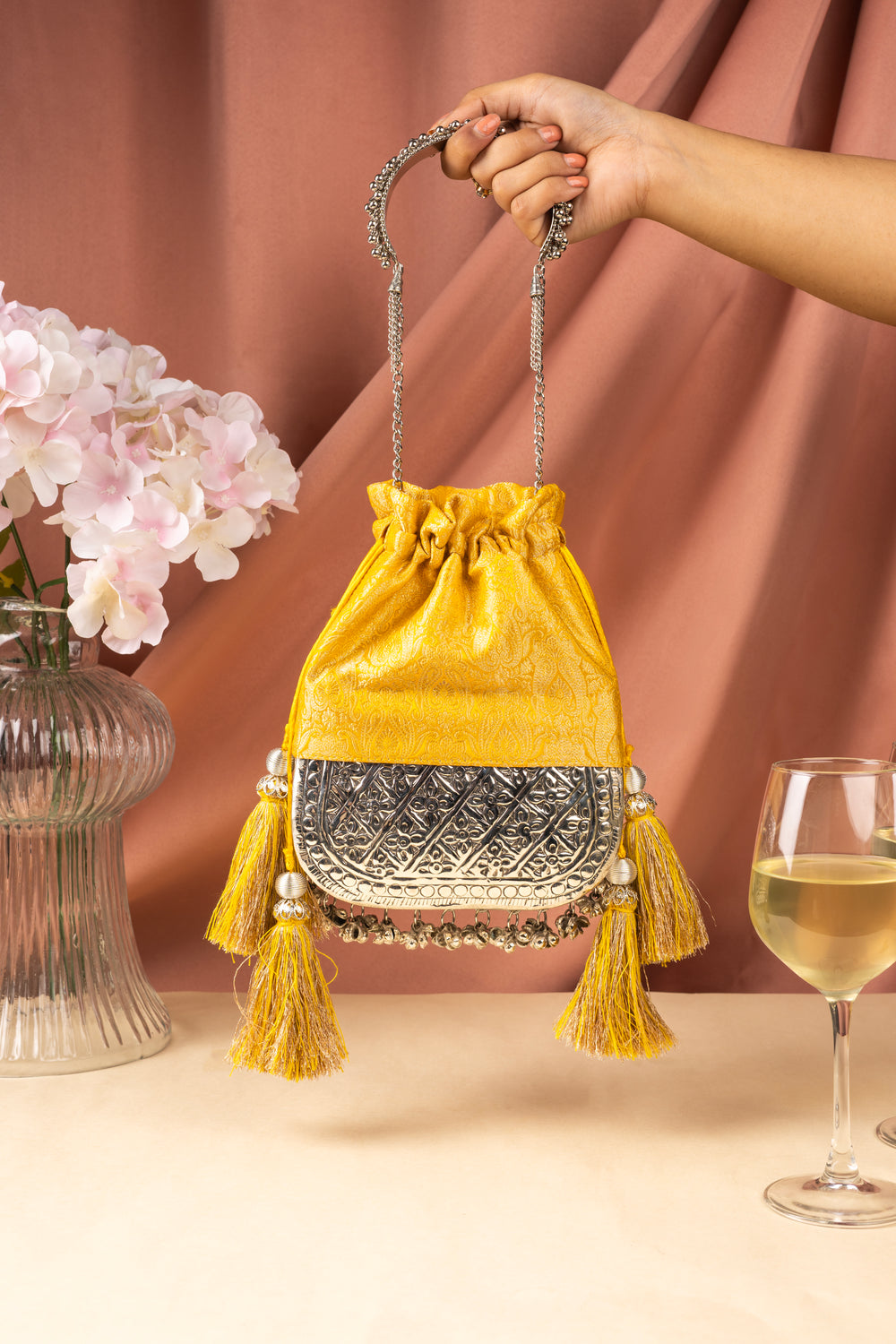 Yellow Brocade Bliss Bag - Suave Bags  #
