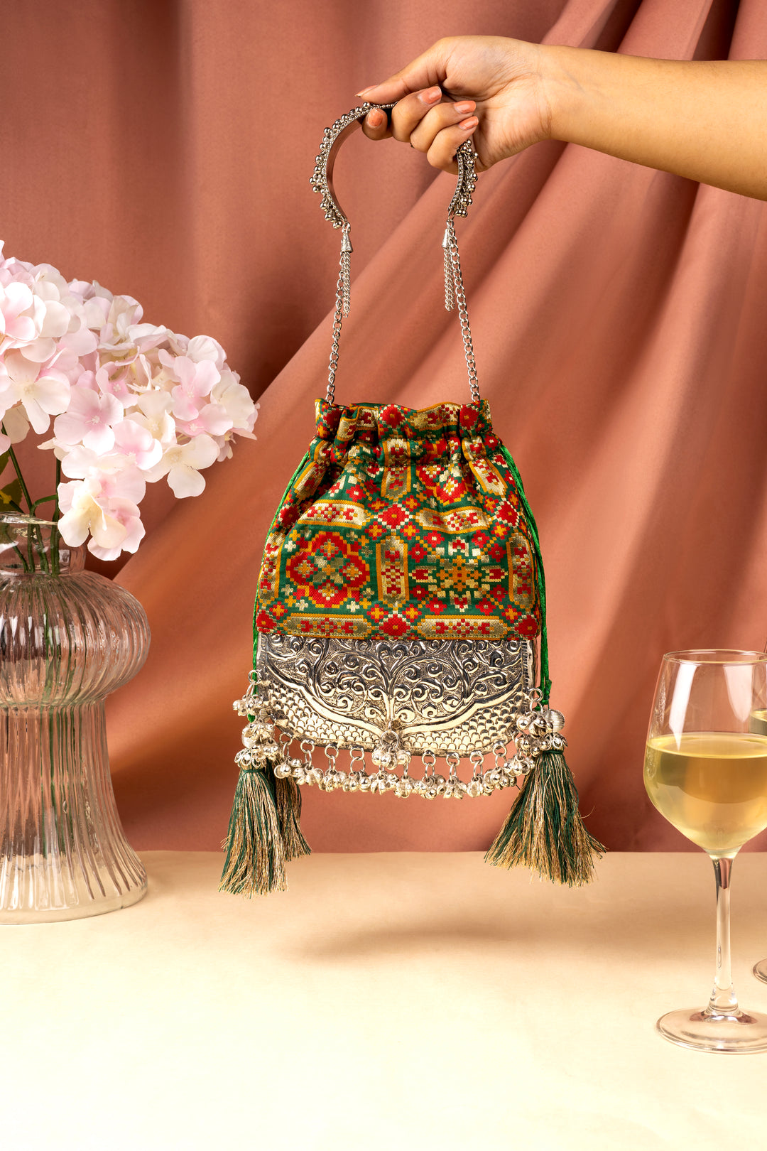 Bottle Green Patola Bliss Bag - Suave Bags  #