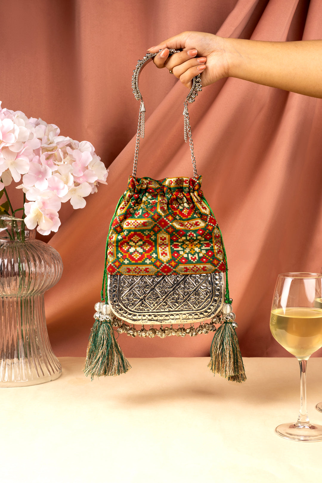 Bottle Green Patola Bliss Bag - Suave Bags  