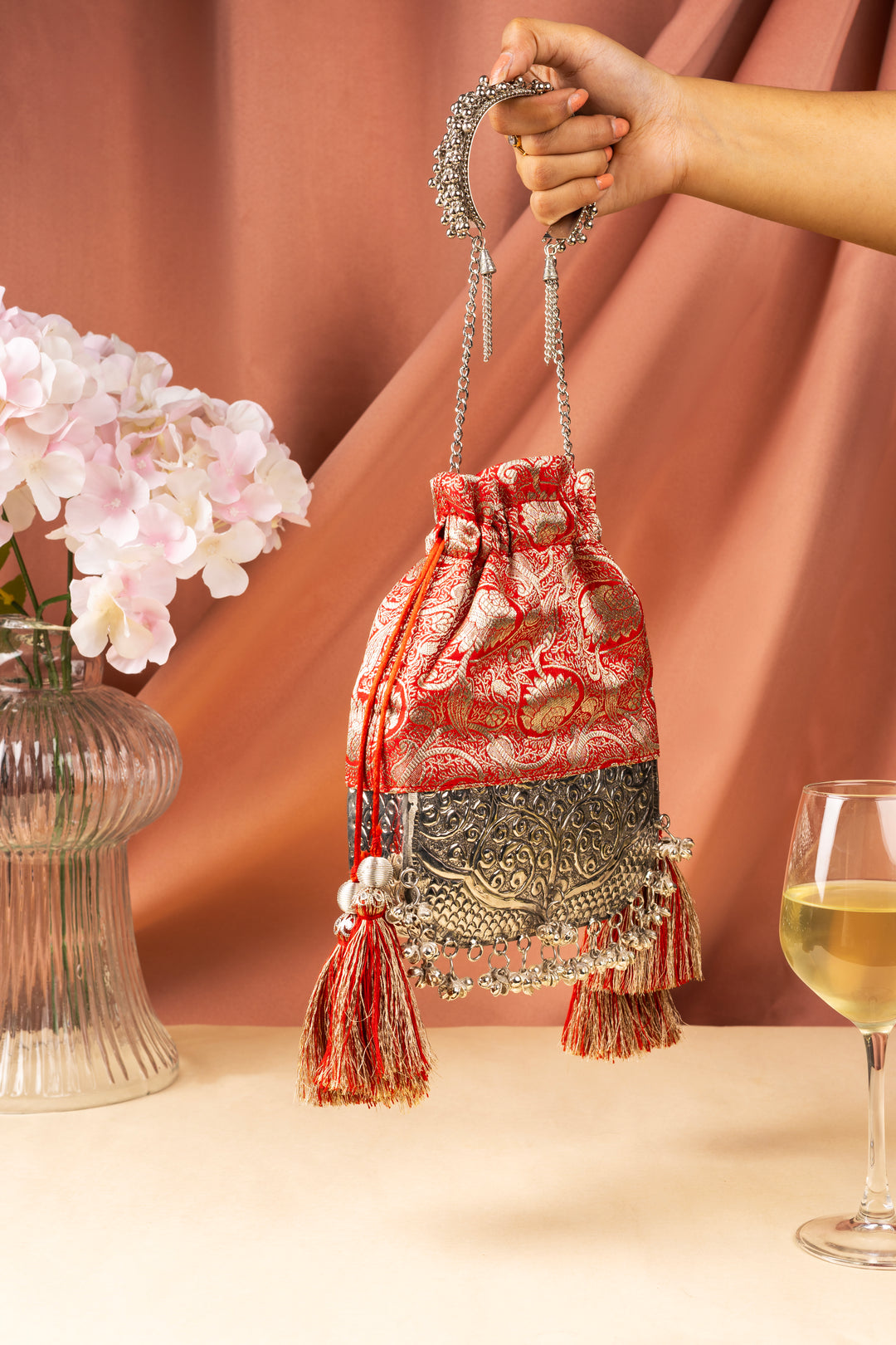 Red Brocade Bliss Bag - Suave Bags  