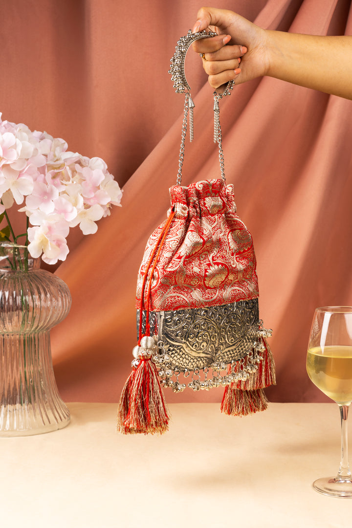 Red Brocade Bliss Bag - Suave Bags  