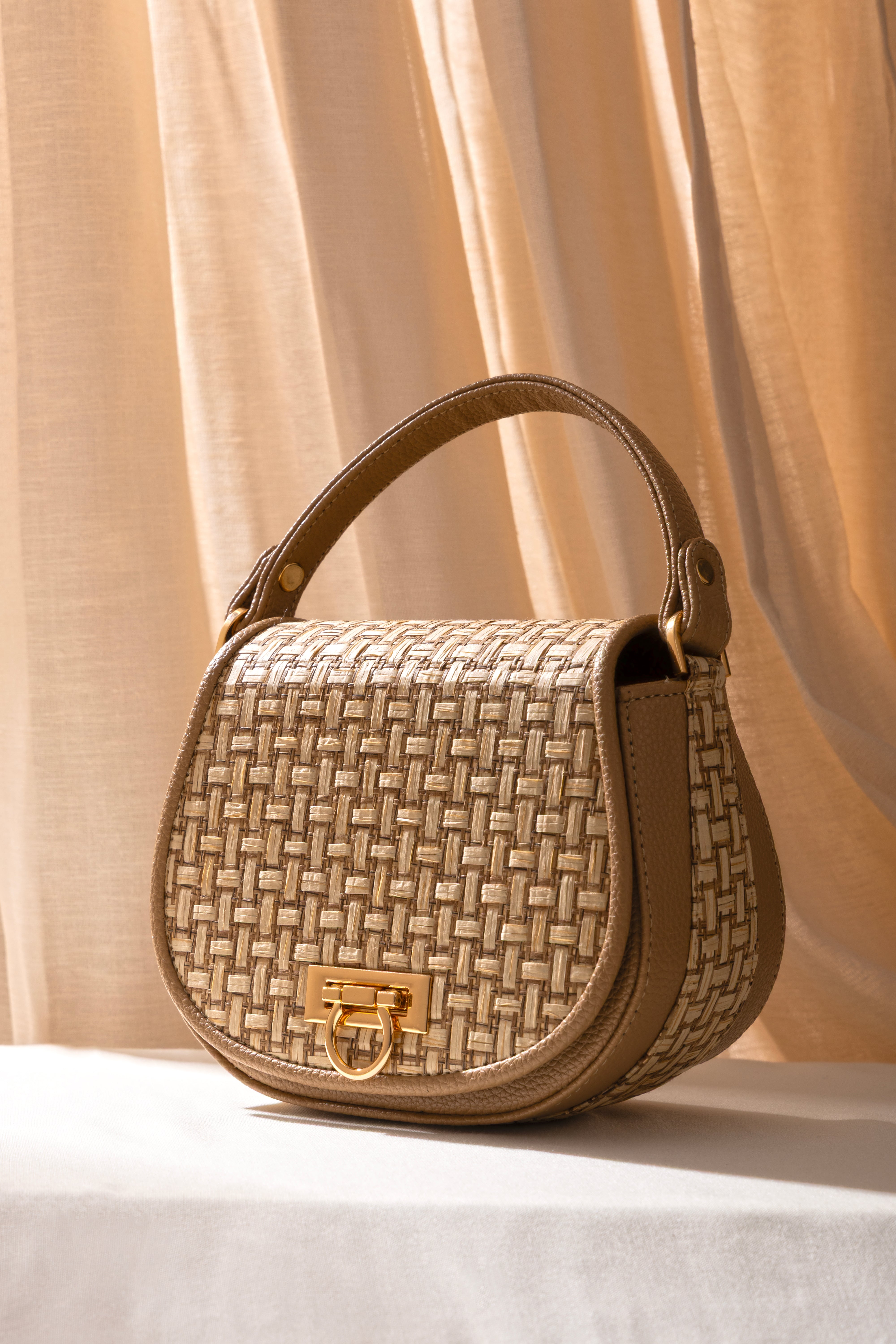 The Solara Satchel – Bamboo Cane & Vegan Leather Handbag (Tan Natural) - Suave Bags  #