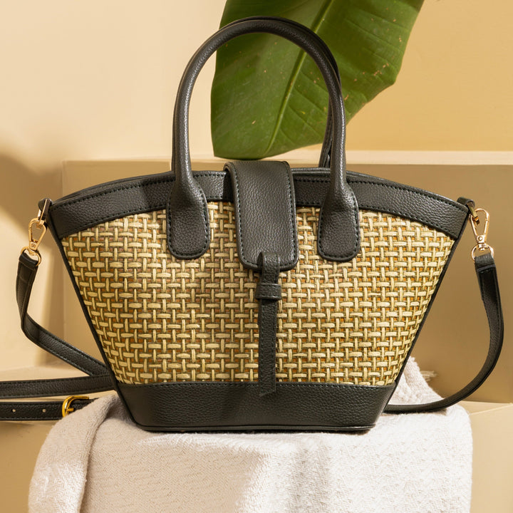 Solana Handbag – Handwoven Bamboo Cane &amp; Vegan Leather Bag (Olive) - Suave Bags  