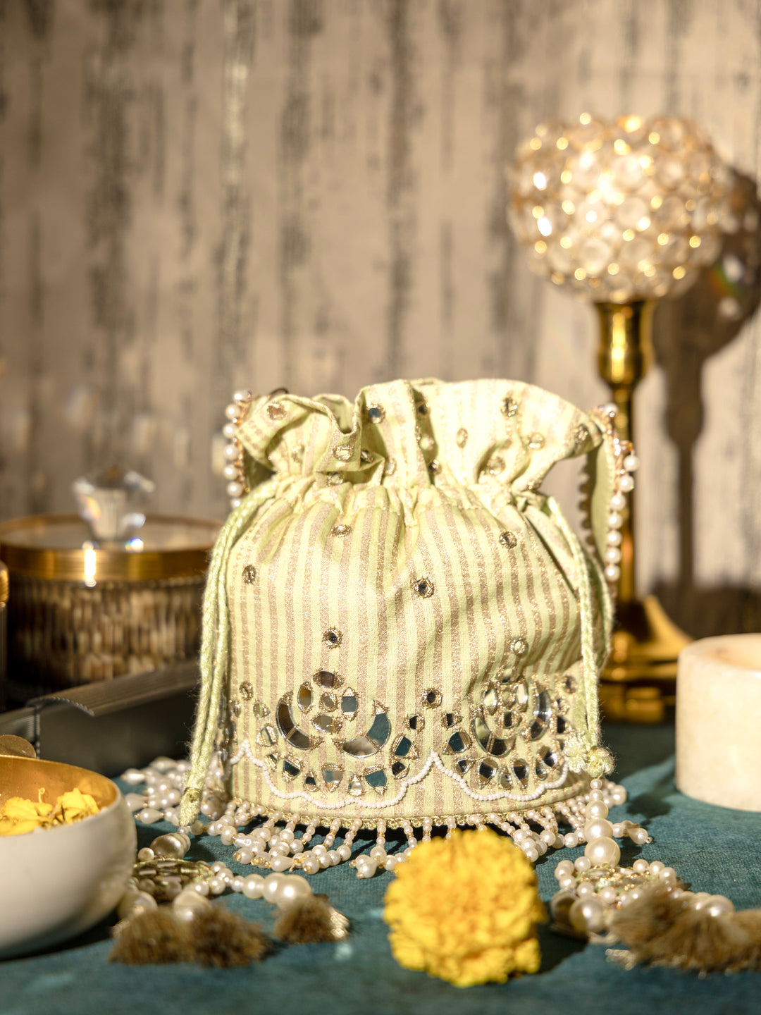 Aaina potli Bag - Pastel Green - Suave Bags  #