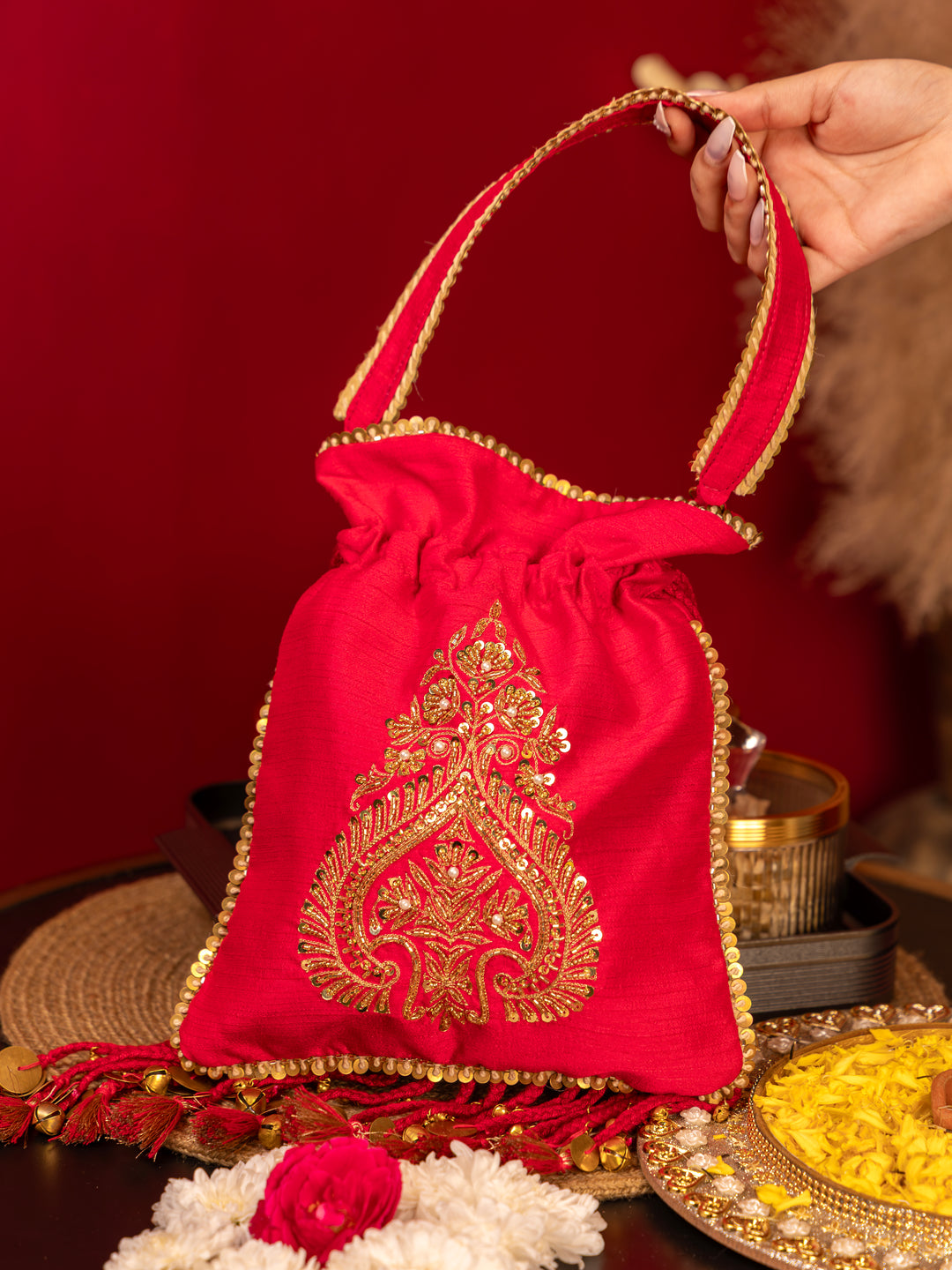Zara Potli Bag - Rani pink - Suave Bags  