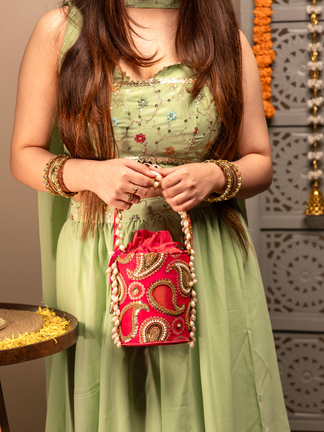 Mehraz Bucket Bag - Rani pink - Suave Bags  