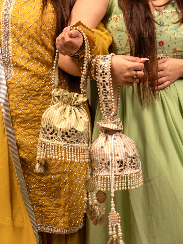 Aaina potli Bag - Off white - Suave Bags  