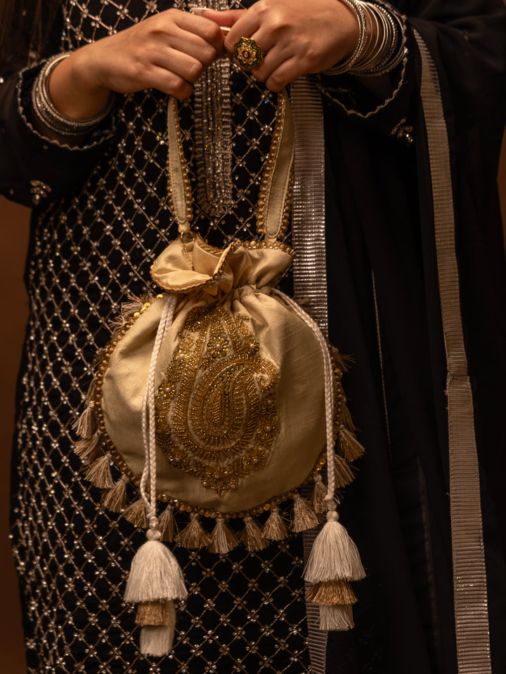 Gulzaar potli bag - Off white - Suave Bags  