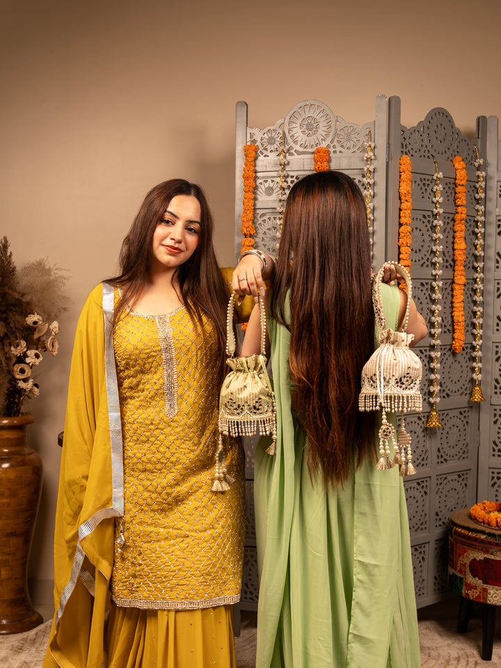 Aaina potli Bag - Off white - Suave Bags  