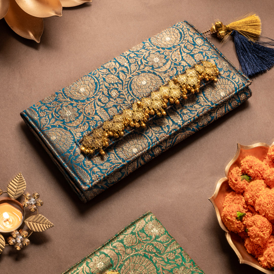Teal Blue Rani - Festive Fold Bag - Suave Bags  #