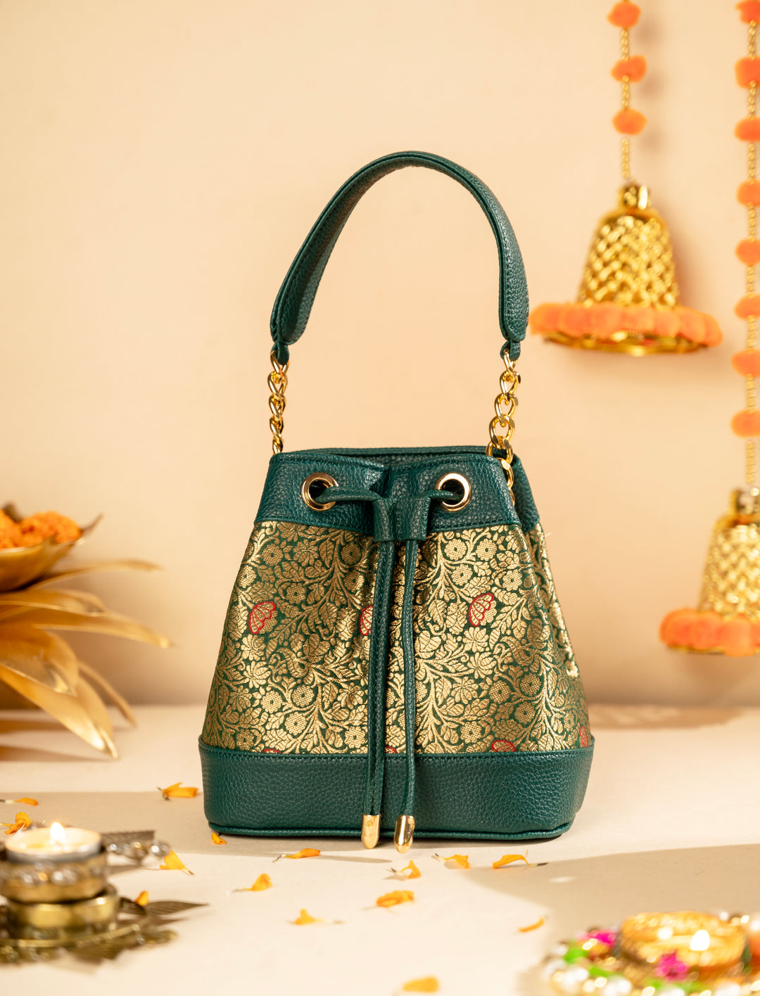 Emerald Green Meher Bucket Bag - Suave Bags  #