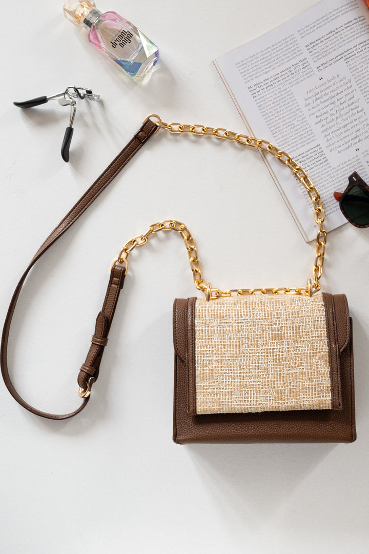 Brown Tweed Lux Flap Bag - Suave Bags  