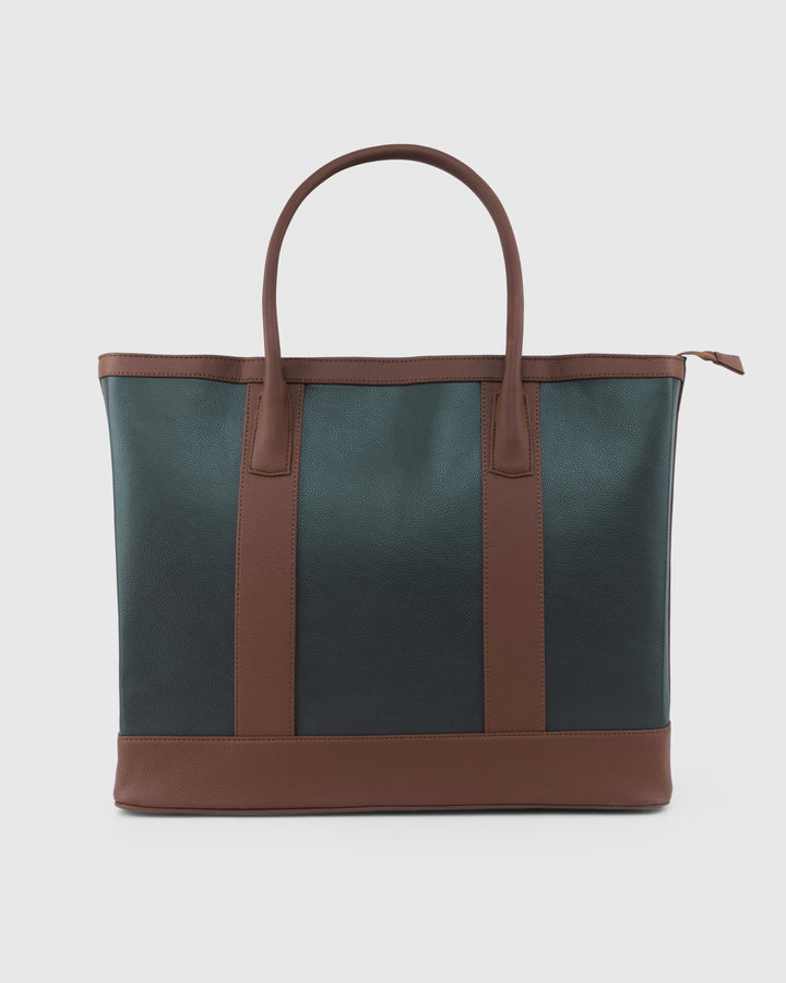 The Cambridge Classic Tote - Olive / tan Combo - Suave Bags  