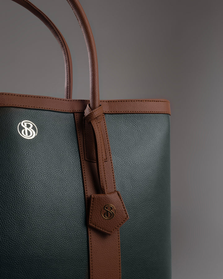 The Cambridge Classic Tote - Olive / tan Combo - Suave Bags  