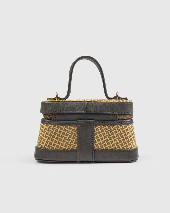 Lunara Weave Crossbody– Bamboo Cane &amp; Vegan Leather Handbag (Olive Natural) - Suave Bags  