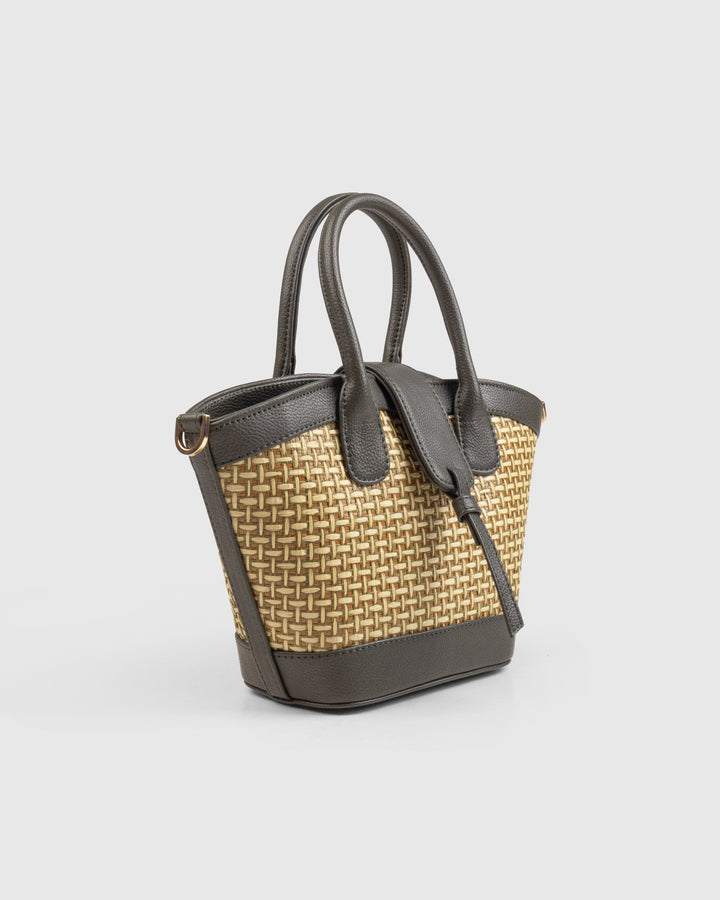 Solana Handbag – Handwoven Bamboo Cane &amp; Vegan Leather Bag (Olive) - Suave Bags  