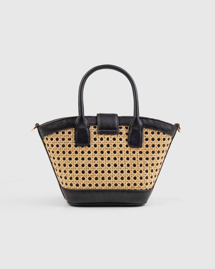 Solana Handbag – Handwoven Bamboo Cane &amp; Vegan Leather Bag (Natural Black) - Suave Bags  