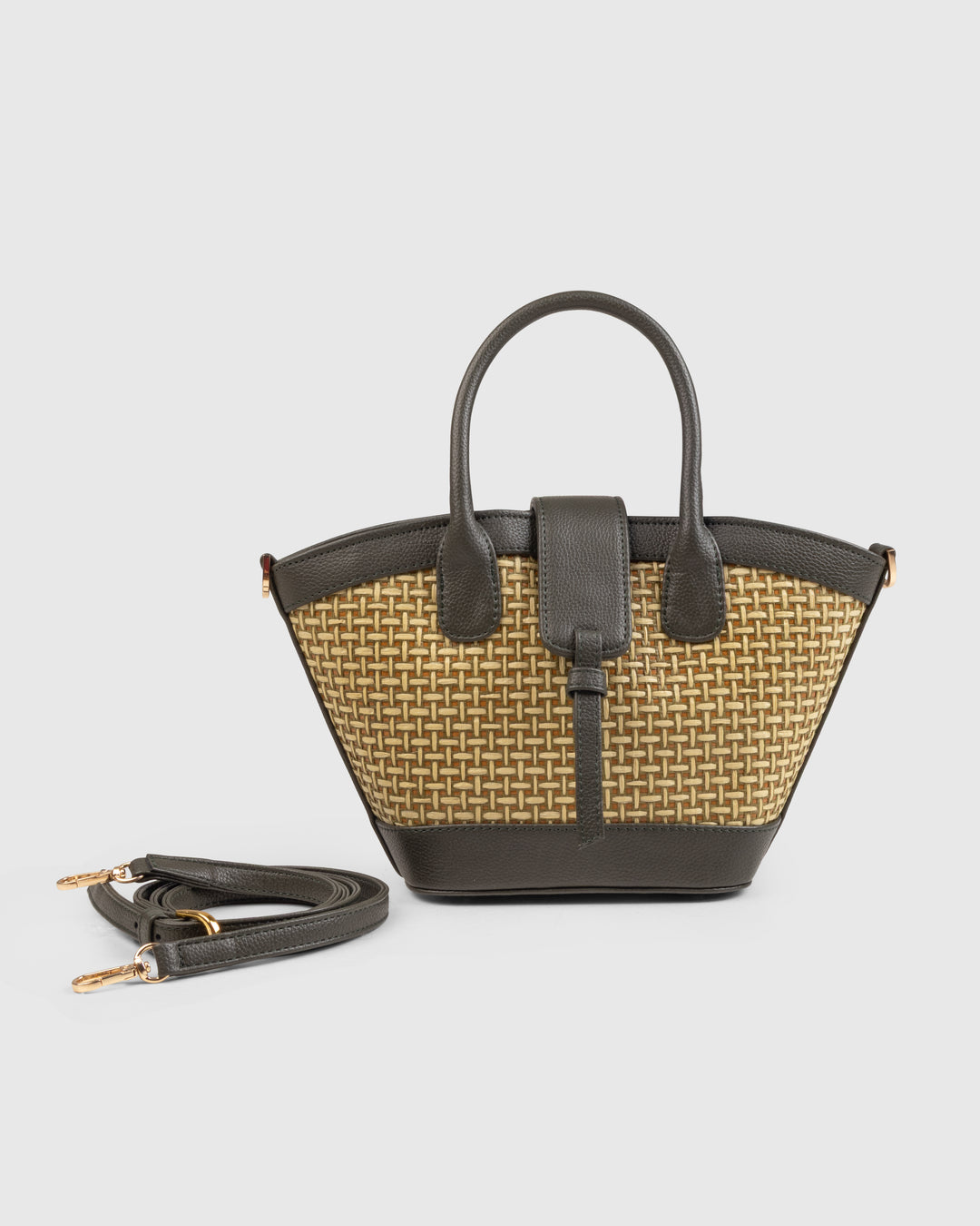 Solana Handbag – Handwoven Bamboo Cane &amp; Vegan Leather Bag (Olive) - Suave Bags  