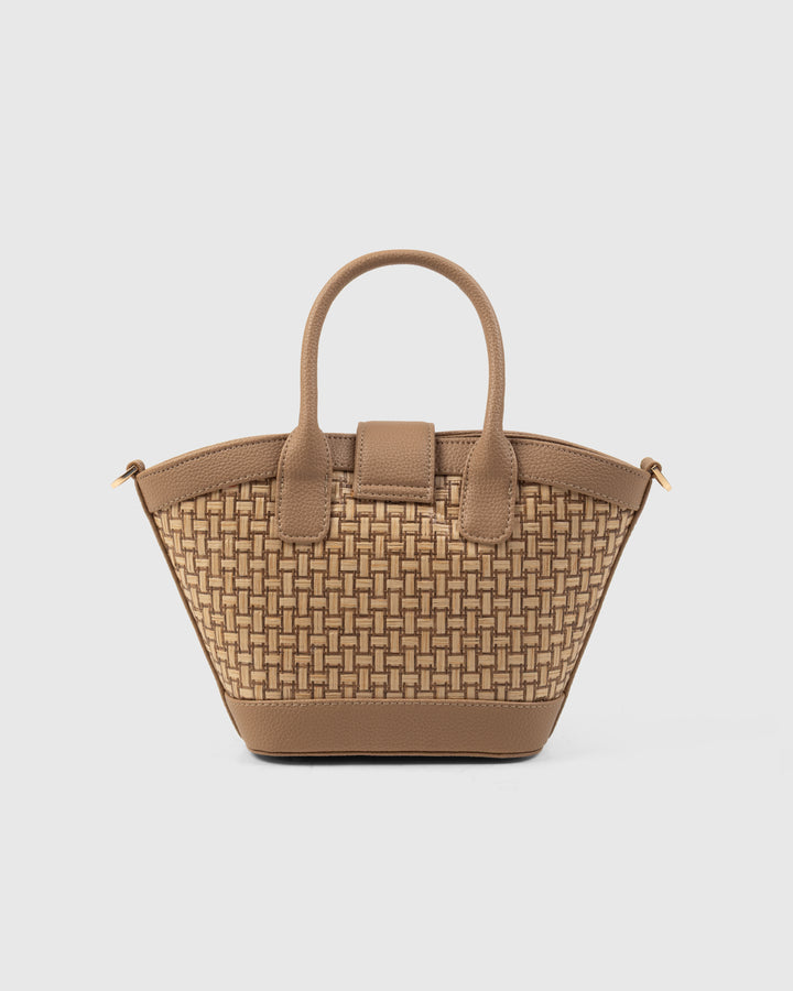 Solana Handbag – Handwoven Bamboo Cane &amp; Vegan Leather Bag (Sand Taupe) - Suave Bags  