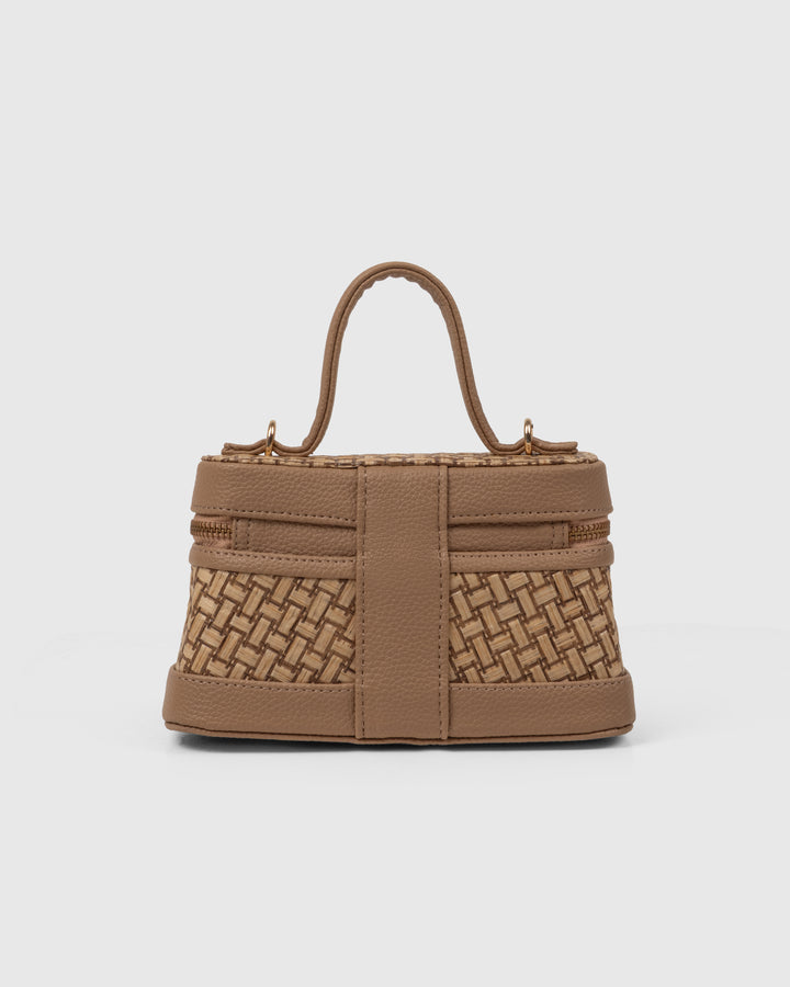 Lunara Weave Crossbody– Bamboo Cane &amp; Vegan Leather Handbag (Tan Natural) - Suave Bags  