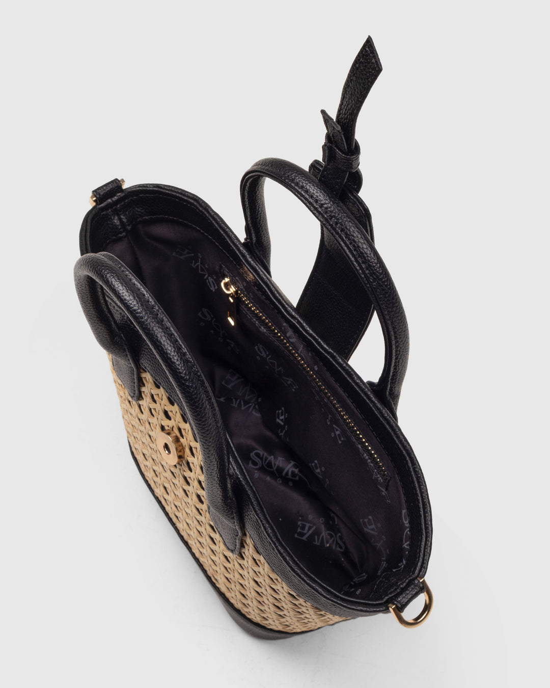 Solana Handbag – Handwoven Bamboo Cane &amp; Vegan Leather Bag (Natural Black) - Suave Bags  