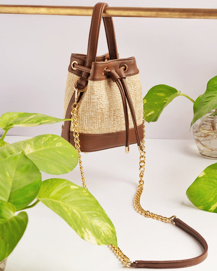 The Urban Tweed Brown Bucket Bag - Suave Bags  