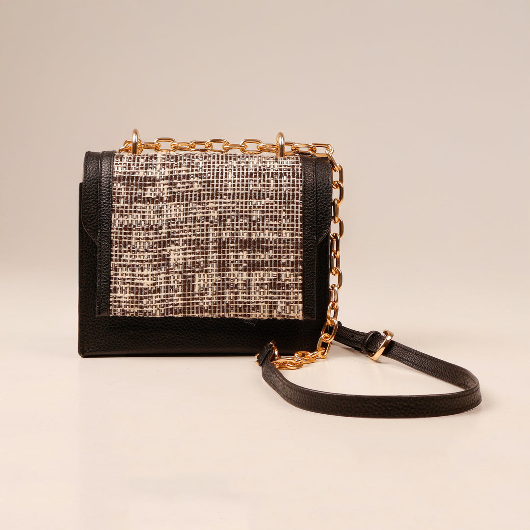Black Tweed Lux Flap Bag - Suave Bags  