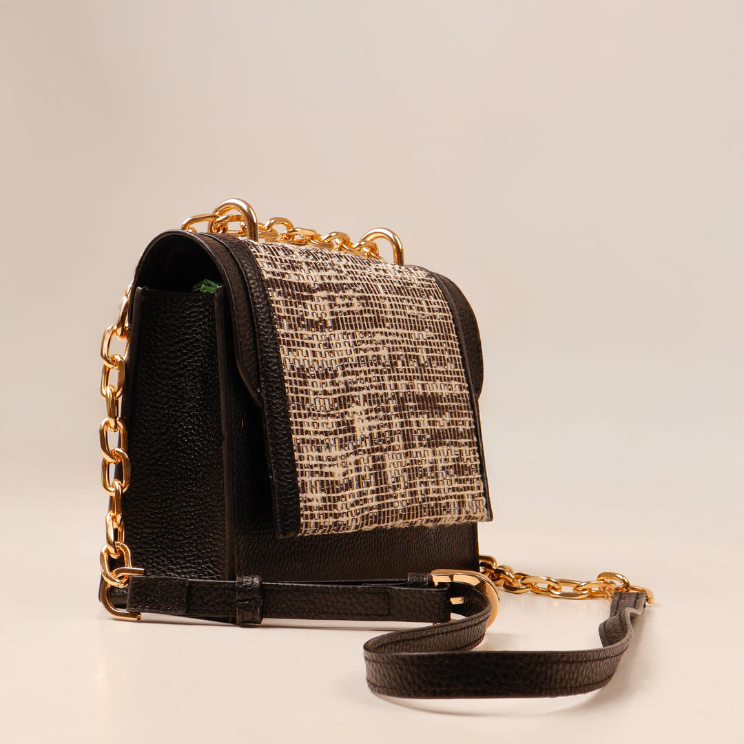 Black Tweed Lux Flap Bag - Suave Bags  