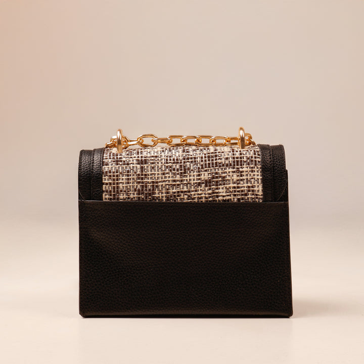 Black Tweed Lux Flap Bag - Suave Bags  