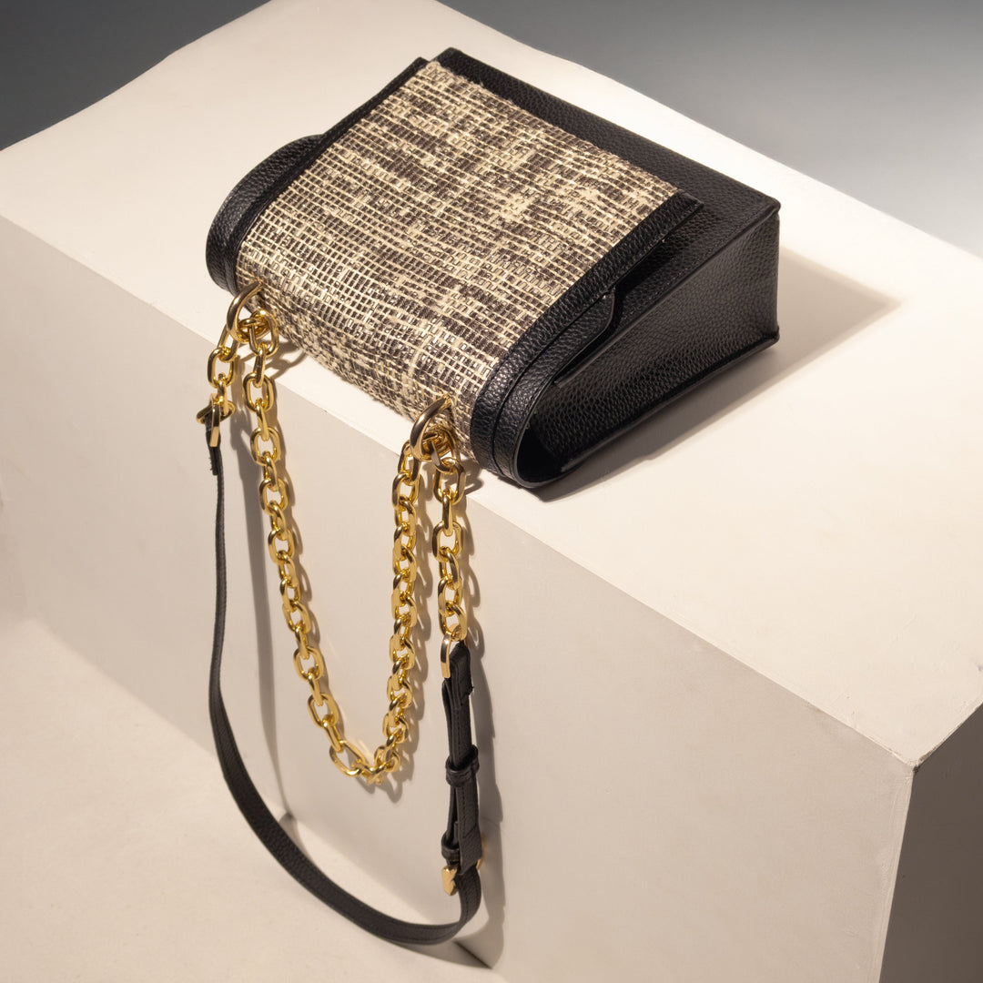 Black Tweed Lux Flap Bag - Suave Bags  #