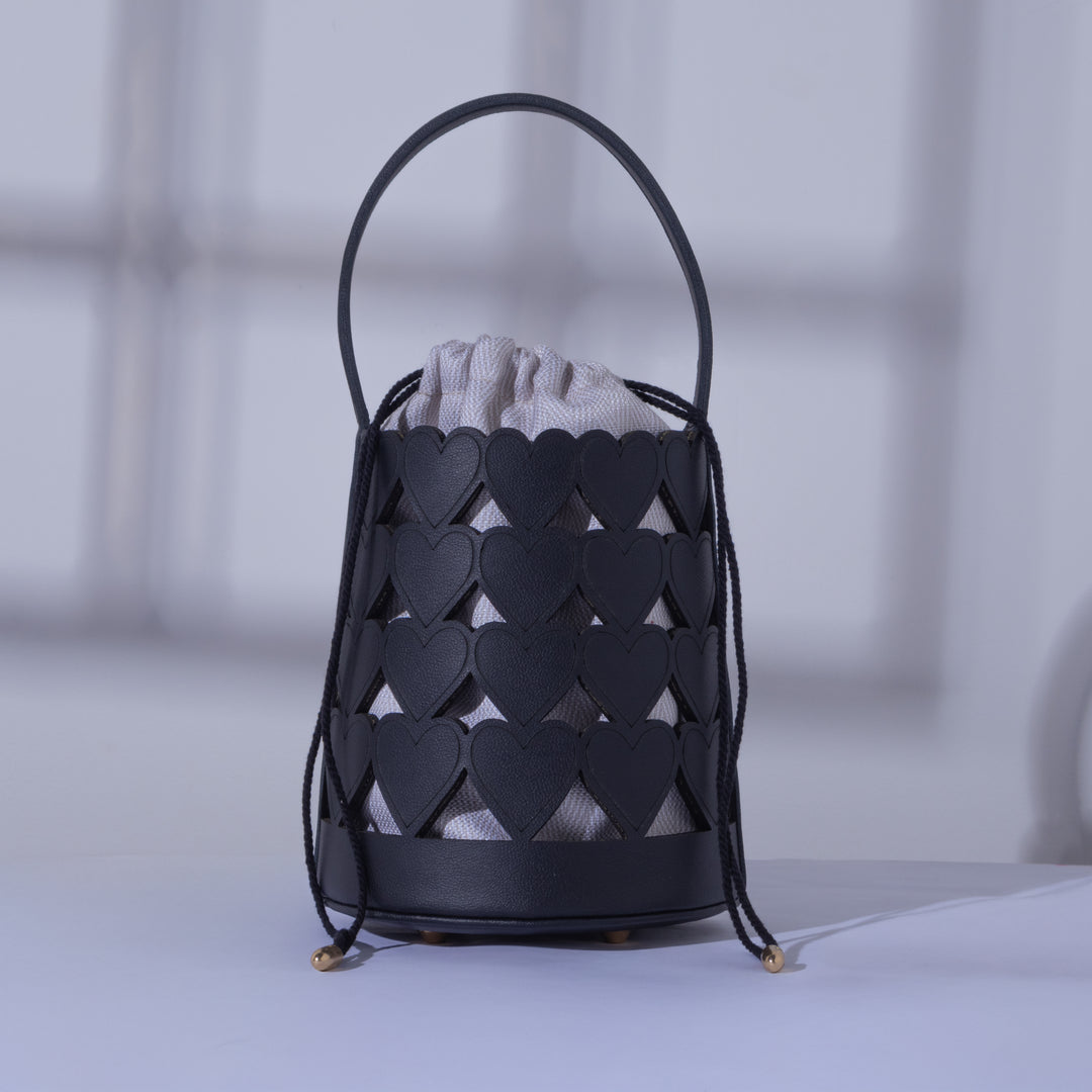Black Love Lattice Bucket Bag - Suave Bags  