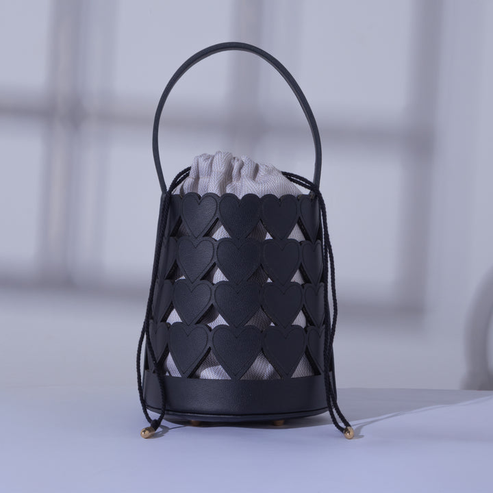 Black Love Lattice Bucket Bag - Suave Bags  