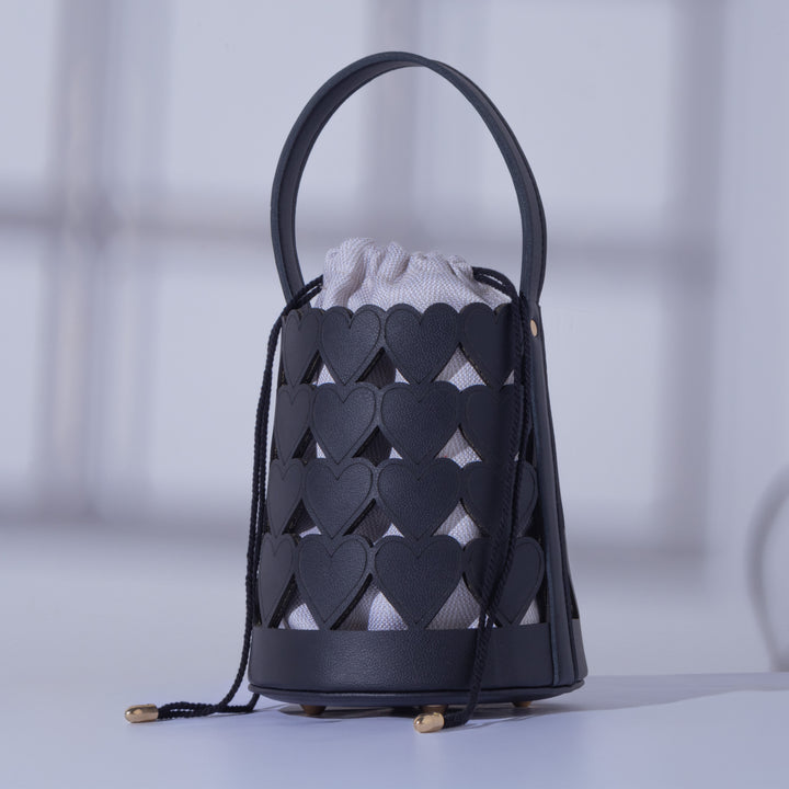 Black Love Lattice Bucket Bag - Suave Bags  