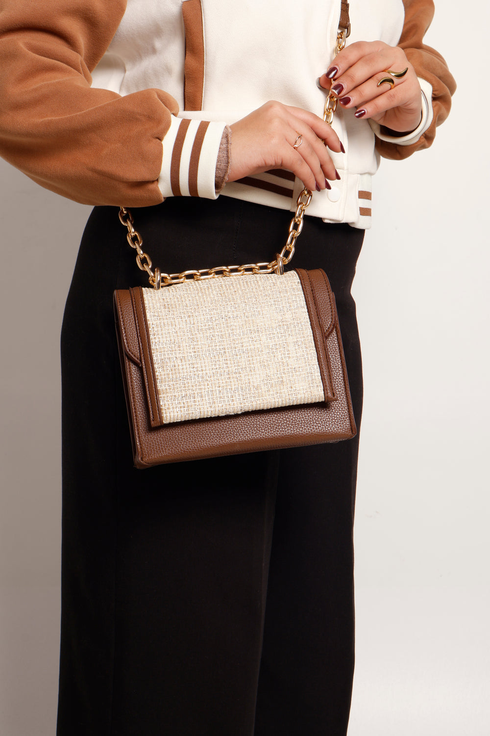 Brown Tweed Lux Flap Bag - Suave Bags  #