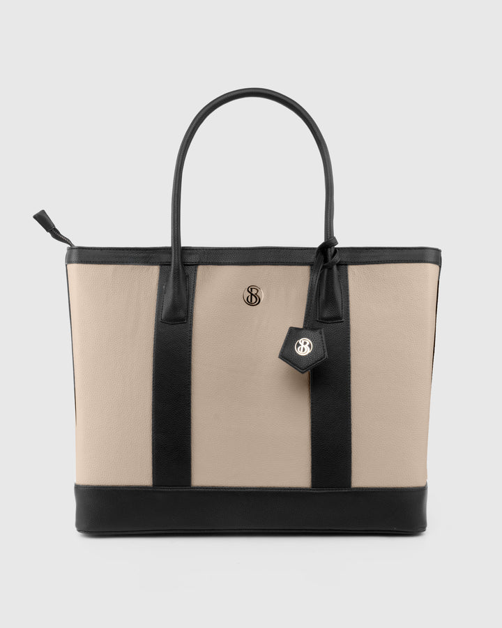 The Cambridge Classic Tote-Off white/ black combo - Suave Bags  