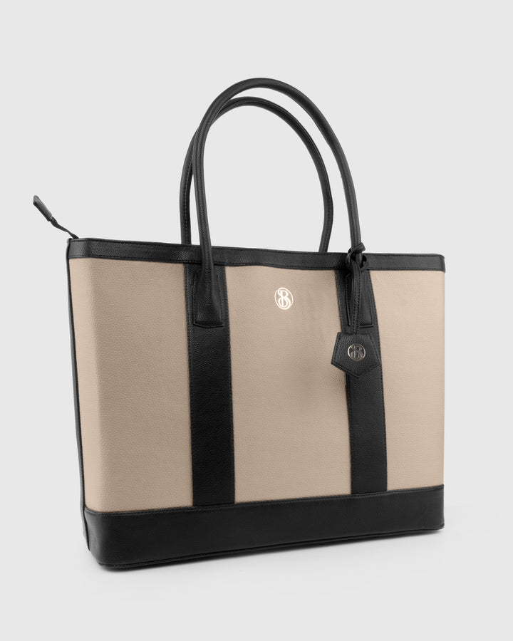 The Cambridge Classic Tote-Off white/ black combo - Suave Bags  