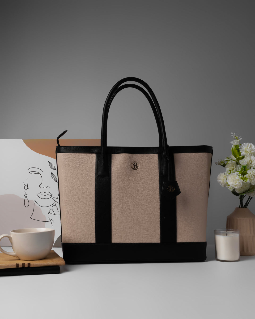 The Cambridge Classic Tote-Off white/ black combo - Suave Bags  #
