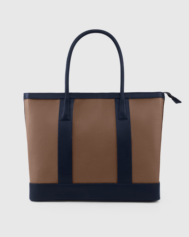The Cambridge Classic Tote-Beige / navy combo - Suave Bags  