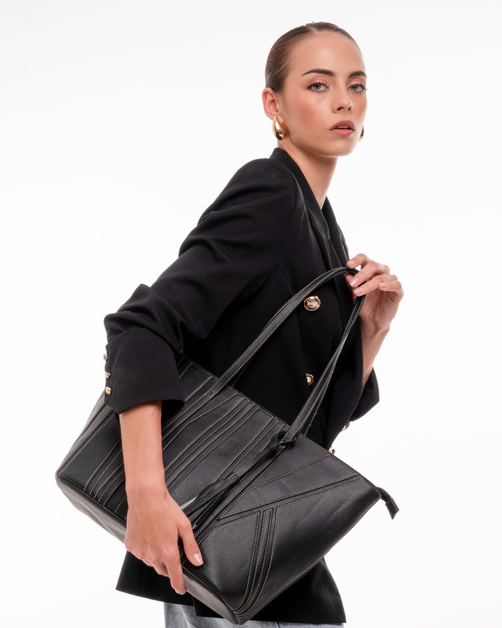 Classic Black Enigma Tote - Suave Bags  