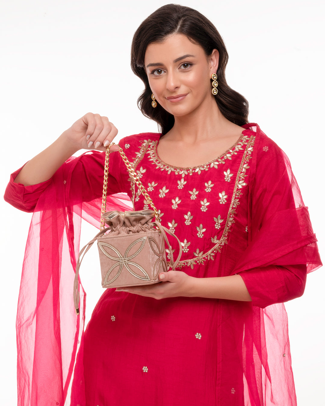 Rose Pink Kohinoor Potli Bag - Suave Bags  #